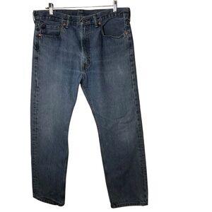 Levi's 505s Blue Straight Jeans w/ Iconic Leather Patch mens size 36x30 100%cott